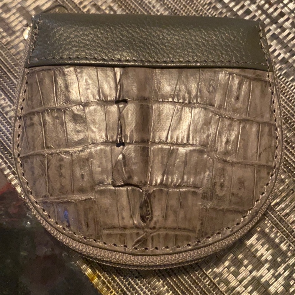 ⭐️Genuine Crocodile skin coin pouch in Grey Green